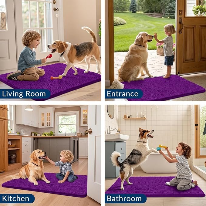 Smiry Dog Door Mat for Muddy Paws 30x20, Absorbent Dirt Trapper, Non-Slip - Image 7