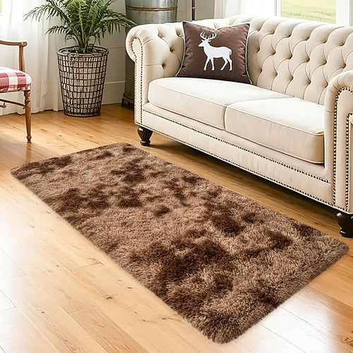 2x5 Feet Soft Fluffy Brown Runner Rug - Image 2