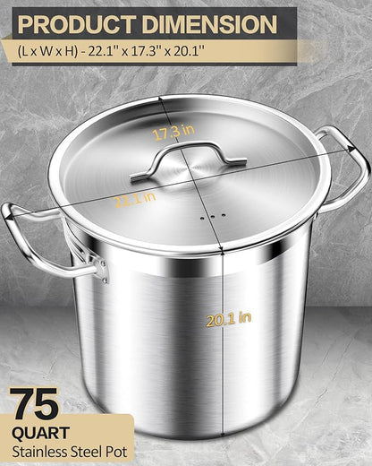 STOCKPOT 75 Quart Commercial Stock Pot - Image 7