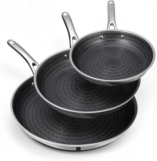 Ammeloo Hybrid Tri-Ply Stainless Steel Frying Pan Set, Non Stick Frying Pans by Unknown