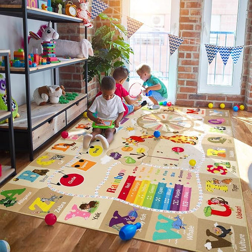 6x9 Playroom Rugs for Kids Washable, Educational and Fun Playmat by BBENRON