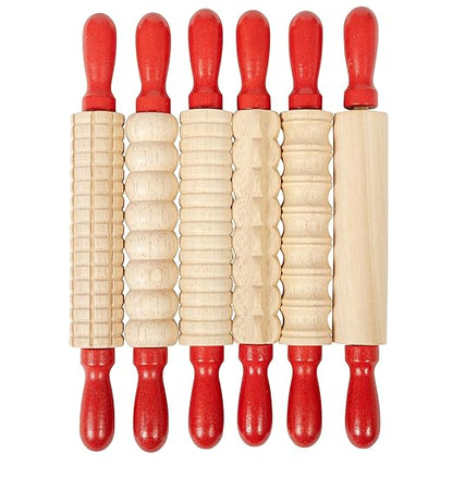 READY 2 LEARN Mini Textured Wooden Rolling Pins | Set of 6 | 7.25 inches | by Ready2Learn