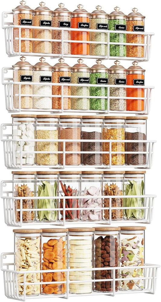 Mystozer 5 Pack Spice Rack Seasoning Organizer Wall Mount, Kitchen Organization by Mystozer