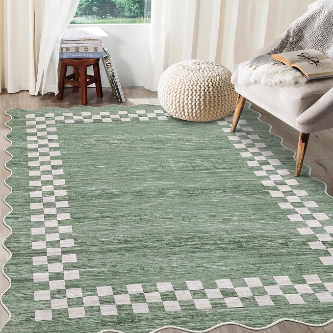 GarveeHome 10x13 Area Rug Large Living Room Scalloped Rug Non Slip Low Pile by GarveeHome