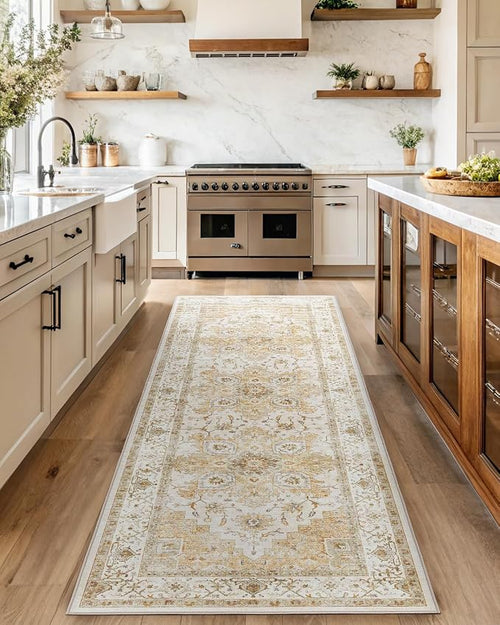 AMADA HOMEFURNISHING 2'6"x8' Washable Area Rug, Low-Profile Entryway Rug by AMADAHOMEFURNISHING