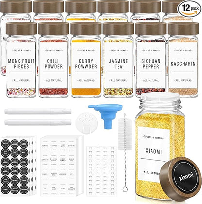 ZEHIQ 12Pcs 4oz Square Glass Spice Jars by ZEHIQ