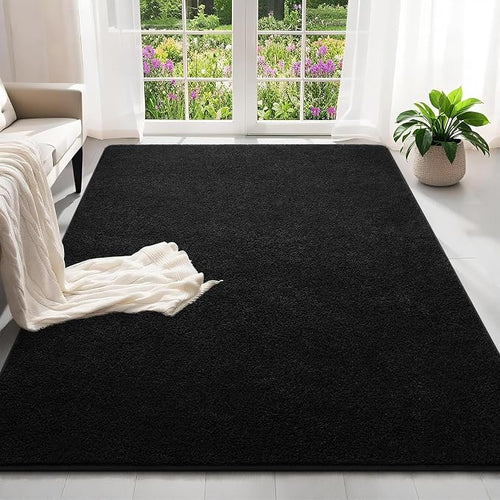 6x9 Feet Black Area Rugs for Bedroom, Indoor Washable Memory Foam Rug for - Image 2