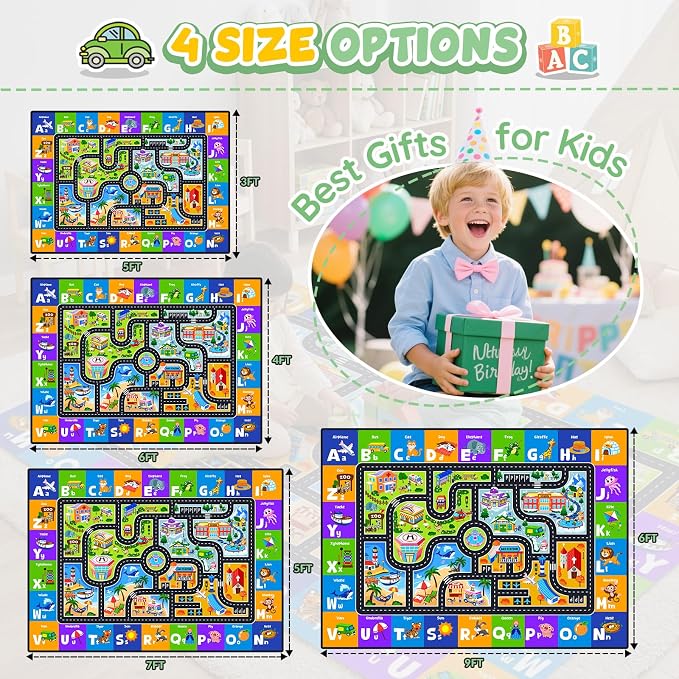 Kids Rug with Car Track Roads, Road Map Rug - Image 5