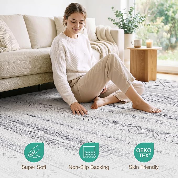 cotiled 10x14 Area Rugs Living Room Rug: Washable Boho Rugs - Image 4