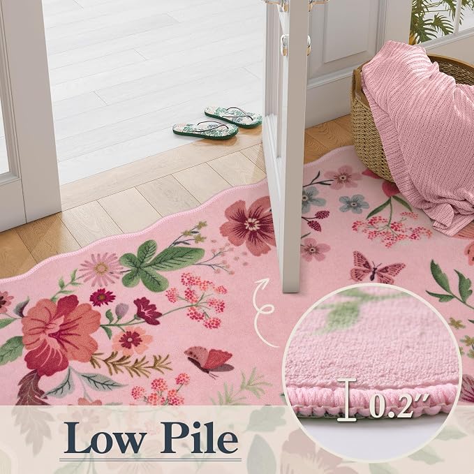 Lahome Floral Washable Entryway Rug, 2X3 Soft Kitchen Rugs Non-Slip, Ultra-Thin - Image 5