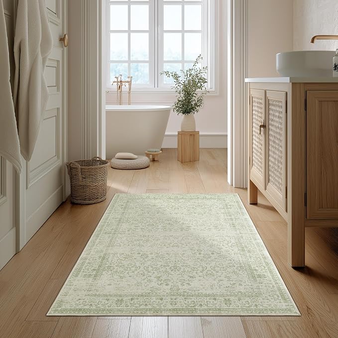 Boho Font Door Mat for Indoor Entrance Washable Non Slip Vintage Floral - Image 2