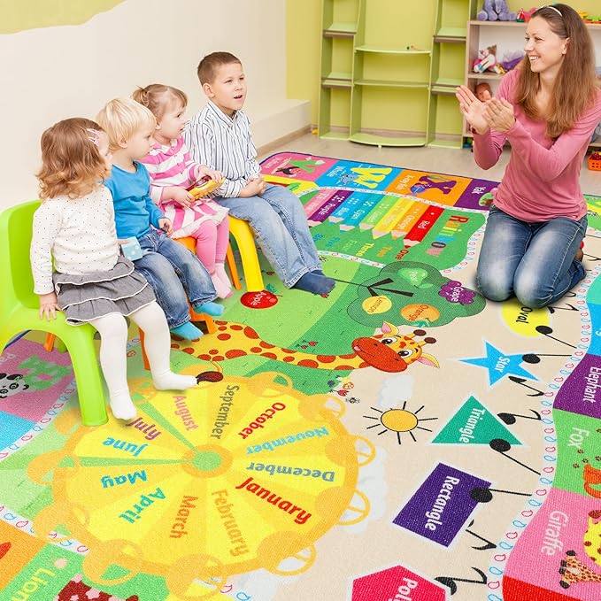 Kids Rugs for Playroom Classroom Bedroom, Educational and Fun Play Mat - Image 4