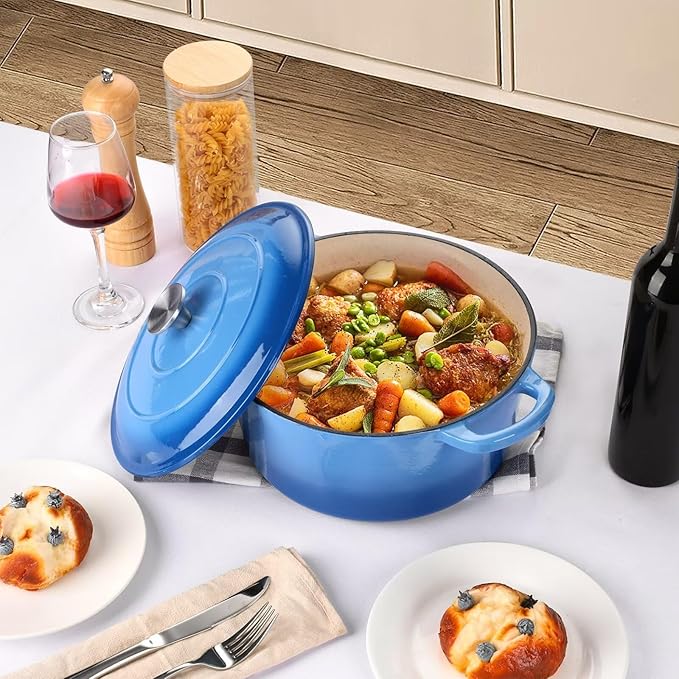 P&P CHEF 6QT Enameled Dutch Oven, Cast Iron Dutch Oven Pot - Image 6