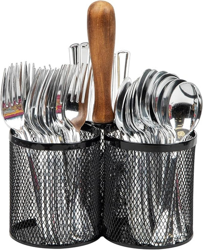 Mind Reader Utensil Holder, Cutlery Holder, Metal Mesh, 7.5"L x 7.5"W x 9.75"H by MindReader