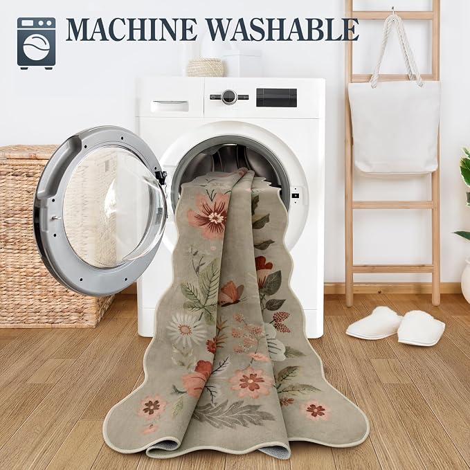 Lahome Floral Washable Kitchen Rug, Ultra-Thin Fall Door Mat, Indoor Entrance - Image 4