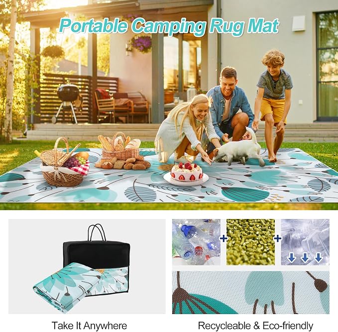Lahome Floral Indoor Outdoor Rug, 5x8ft Non Slip Outdoor Patio Rug - Image 3