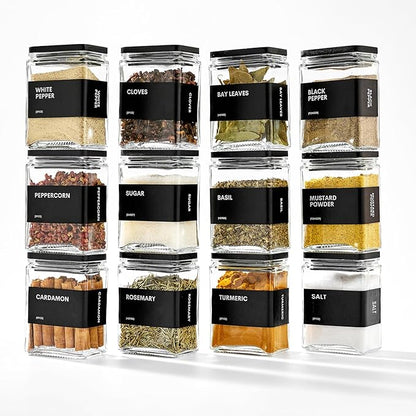 Glass Spice Jars with Bamboo Lid, 4oz Square Spice Containers - Image 6