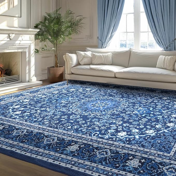 Lessymo Area Rugs 10 x 14 for Living Room, Machine Washable Area Rugs Boho Faux by Lessymo