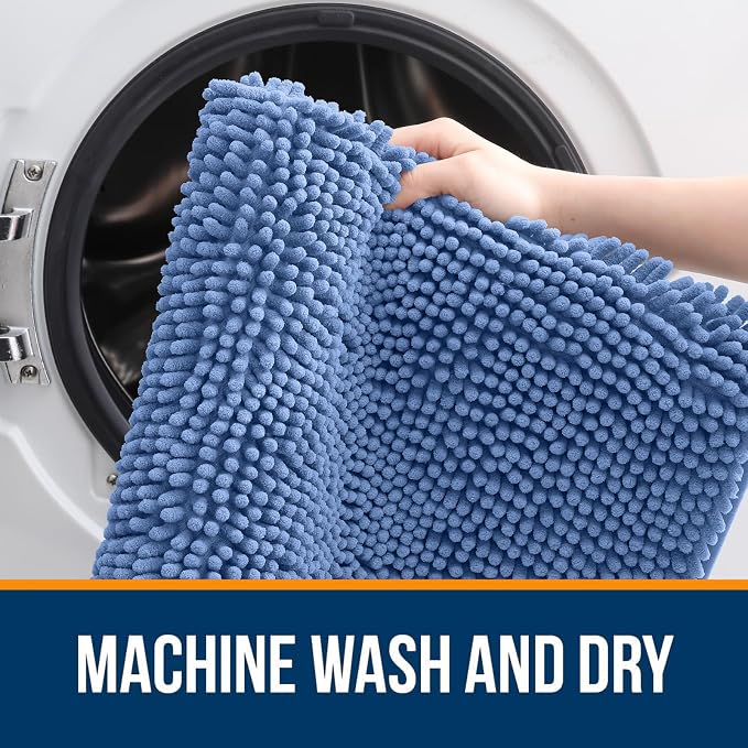 OLANLY Large Bathroom Rugs 40x32, Soft Absorbent Chenille Bath Rugs, Rubber - Image 5