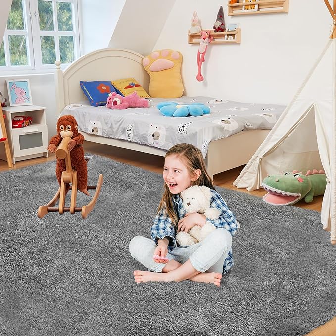 Ultra Soft Rug for Living Room, 6X9 Fluffy Shag Area Rug for Bedroom, Modern - Image 4