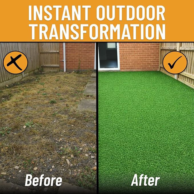 Ottomanson Artificial Grass Rug Lite 6'6" x 9'2", Large Fake Grass Carpet - Image 9