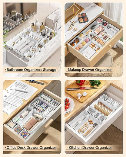 KEMETHY 25 PCS Plastic Drawer Organizers Set, 4 Sizes Vanity Organizer - Image 4