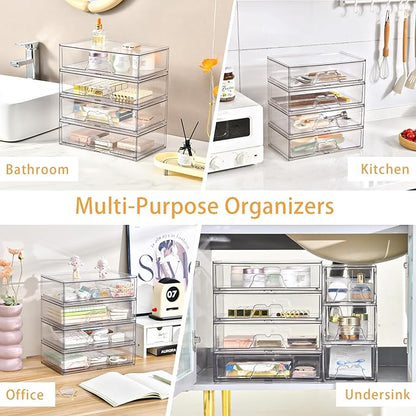 5 Pack Makeup Organizer Stackable, 12.1''L Bathroom Organizer and Storage - Image 8