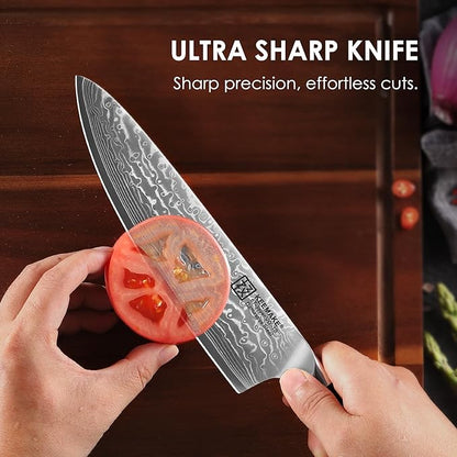 KEEMAKE Damascus Kitchen Knife Set, 67 Layers Damascus Chef Knives, Gift Box - Image 4