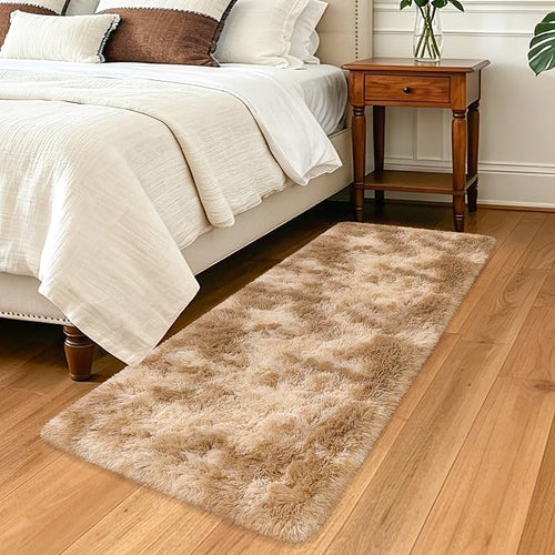 2x5 Feet Beige Fluffy Runner Rug by TENNOLA