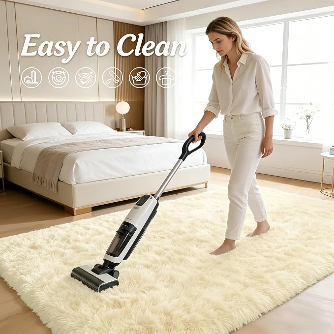 OLANLY 3x5 Machine Washable Small Bedside Rug, Soft Fluffy Shaggy Rugs - Image 8