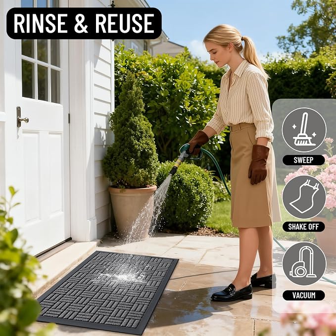 OLANLY Front Door Mat Outside Entrance 33x21, Heavy Duty Sturdy Natural Rubber - Image 8