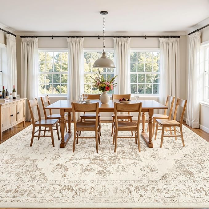 4x6 Area Rugs for Living Room: Vintage Boho Neutral Washable Rug Indoor Soft - Image 9