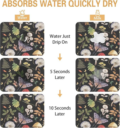 Kitchen Countertop Dish Drying Mat, Super Absorbent Coffee Bar Mat - Image 2