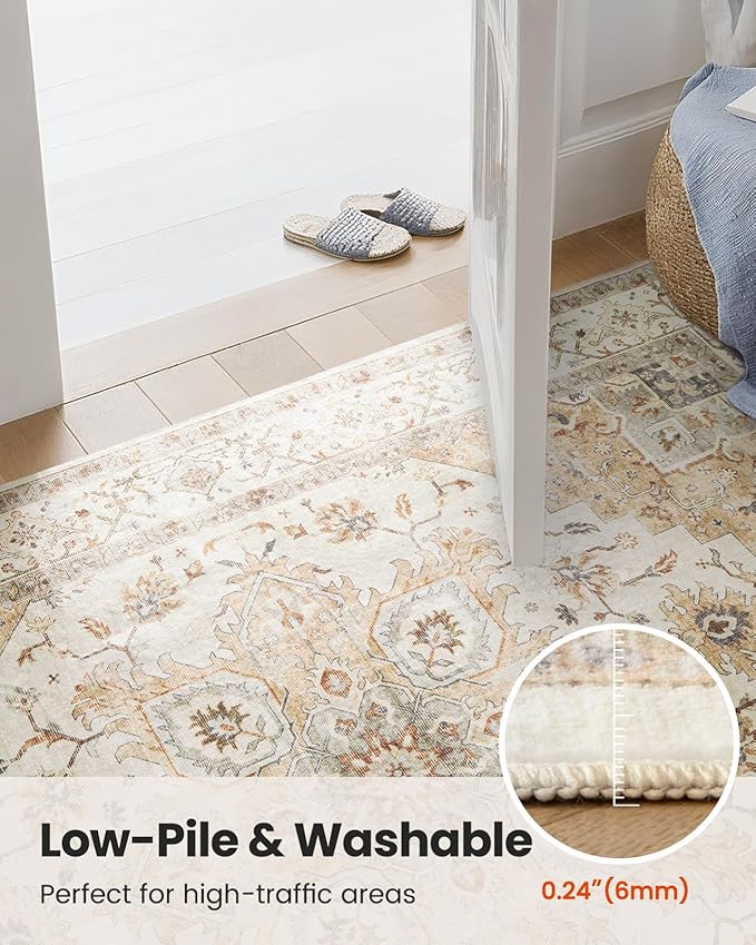 AMADA HOMEFURNISHING 4x6 Washable Area Rug, Low-Profile Entryway Rug - Image 7