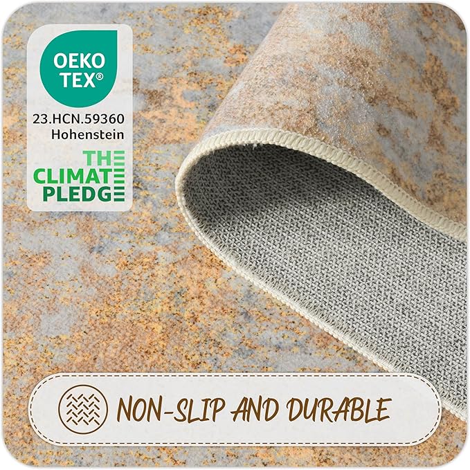 Beige Gold Washable Rug 6x9 Area Rugs - Image 6