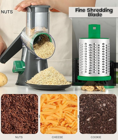 Ourokhome Rotary Cheese Grater Hand Crank, Kitchen Shredder Speed Mandolin - Image 4