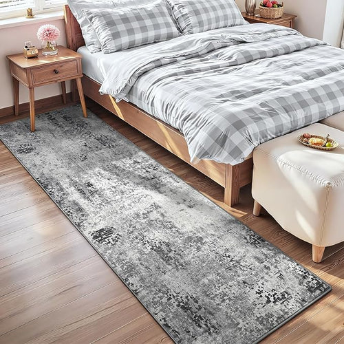 2x8 Grey Rug Runners for Hallways Kitchen Runner Rug Non Slip Washable Black - Image 2