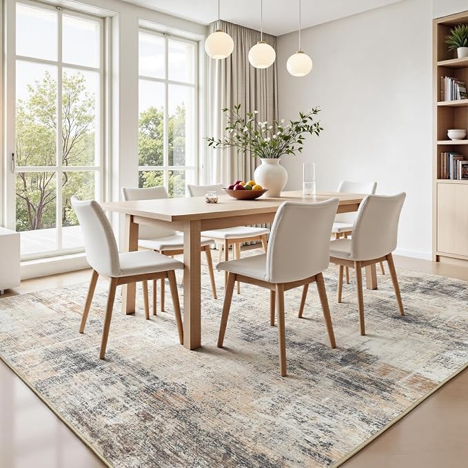 Lofus 6x9 Area Rug for Living Room, Neutral Modern Washable Carpet for Bedroom - Image 3