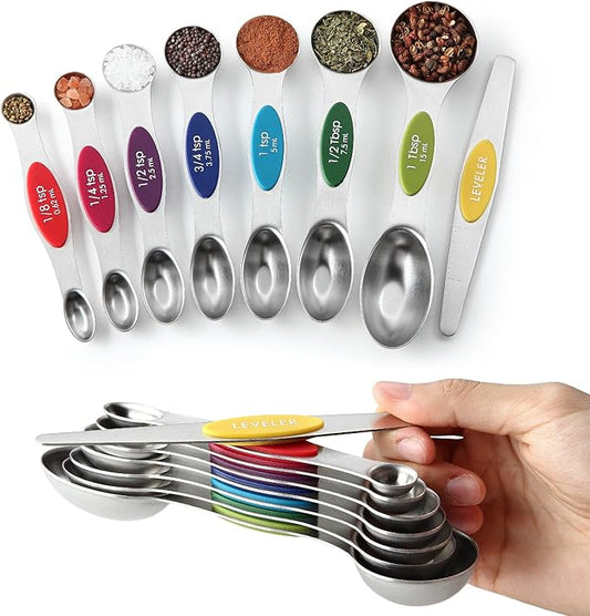 Spring Chef Multicolor Stainless Steel Magnetic Measuring Spoons Set of 8 by SpringChef