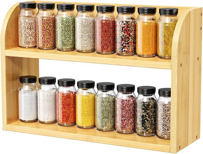ROMGUAR CRAFT 2 Tier Bamboo Spice Rack, Countertop or Wall Mounting Wood Spice by ROMGUAR+CRAFT