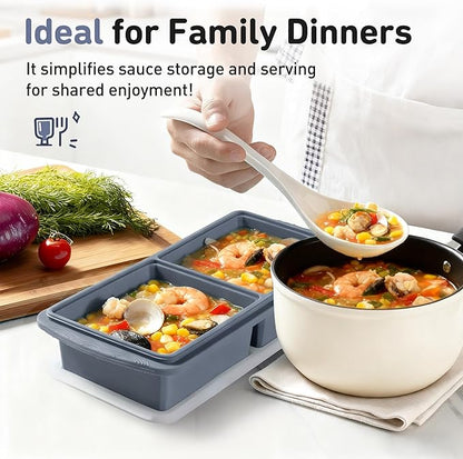 Silicone Freezer Tray with Lid Soup Freezer Container Molds with Steel - Image 8