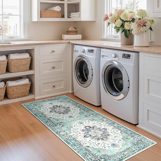 RELEANY Area Rugs Runner 2'x5' Washable Non-Slip, Floral Vintage Distress - Image 3