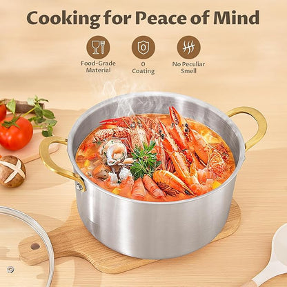 BEZIA 6 Quart 3-Ply Stainless Steel Stockpot, Soup Pot - Image 3