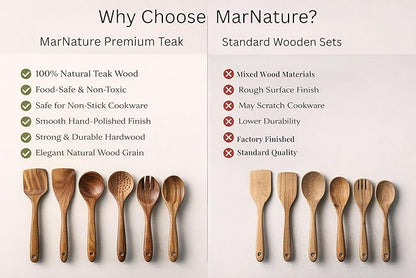 Teak Wood Kitchen Utensils Set – 6 Piece, Sustainable Teak Cooking Utensils - Image 6