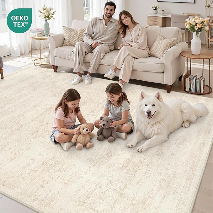 4x6 Area Rugs for Living Room: Vintage Boho Neutral Washable Rug Indoor Soft - Image 8