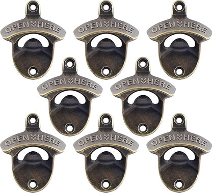 8 PCS Wall Mount Bottle Opener Antique Bronze, Old Fashioned Bulk Beer Bottle by Wallmountedbottleopener