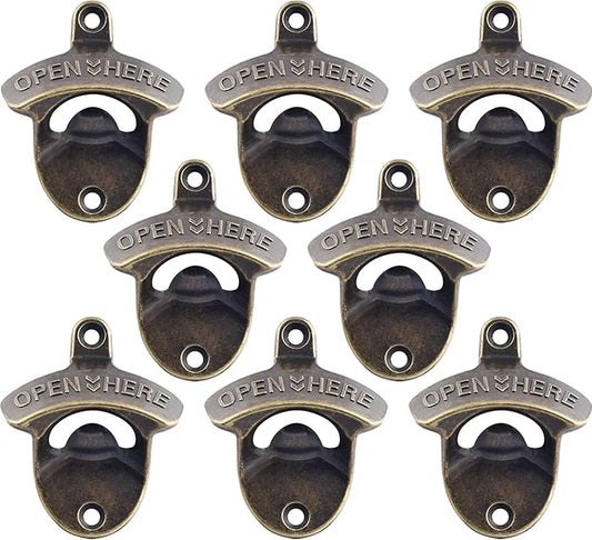 8 PCS Wall Mount Bottle Opener Antique Bronze, Old Fashioned Bulk Beer Bottle by Wallmountedbottleopener