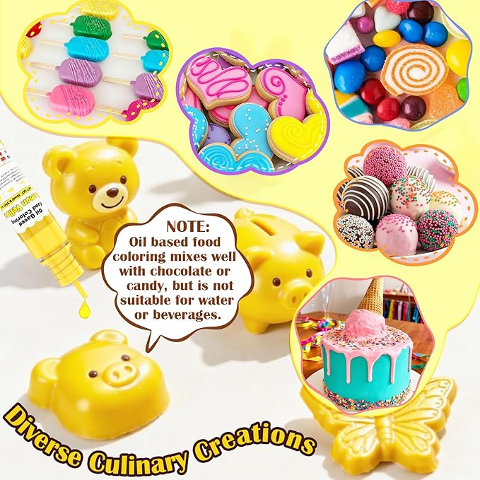 Oil Based Food Coloring for Chocolate - 16 Colors Concentrated Oil Food Dye, Food Grade Dye Set for Melting Chocolate, Candy Melts, Icing Frosting, Fondant, Christmas Cake Decorating, Baking, Cookies - 0.35 Fl.Oz/Bottles