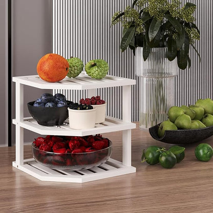 VERTORGAN 3 Tier Bamboo Corner Shelf, Dish Drying Rack, Plate Organizer - Image 5
