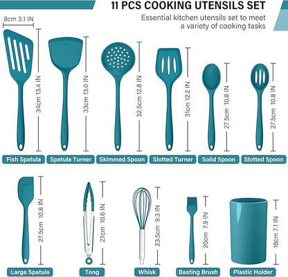 HaWare 11 PCS Silicone Cooking Utensils Set, Heat Resistant Kitchen Utensils - Image 2